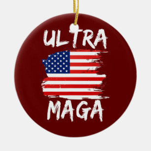 Ultra Maga King Flag America Maga King  Ceramic Tree Decoration