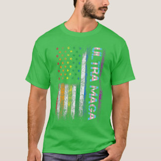 Ultra Maga LGBT Pride Gay For Trump US Flag Ultra  T-Shirt