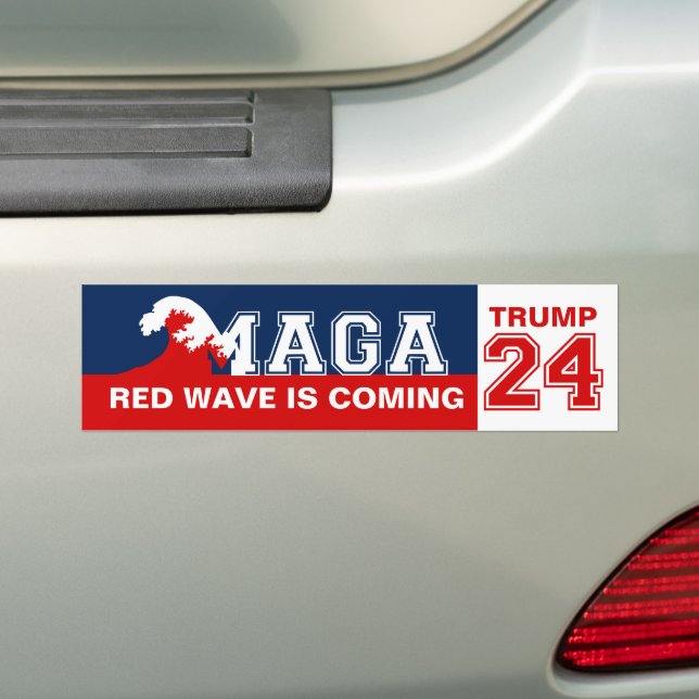 Ultra MAGA Red Wave is Coming MAGA King Trump 2024 Bumper Sticker (On Car)