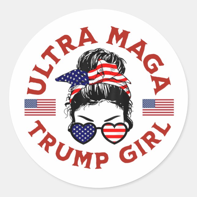 Ultra Maga Trump Girl Classic Round Sticker (Front)