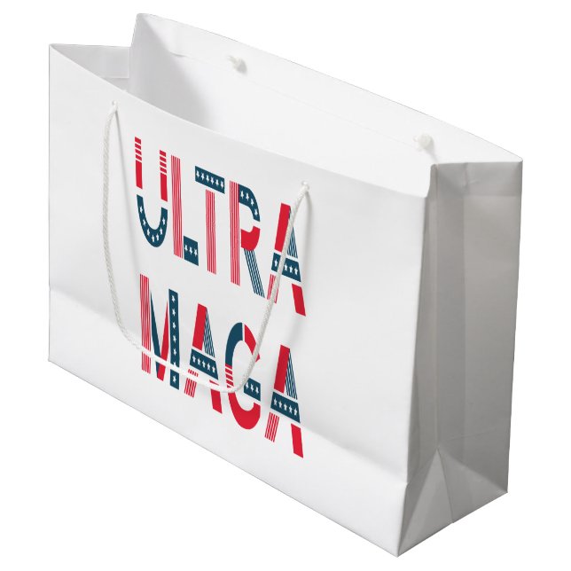 Ultra MAGA Trump Patriotic Republican Conservative Large Gift Bag (Front Angled)