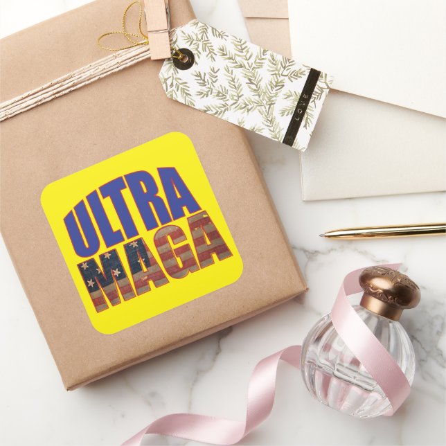 Ultra MAGA Trump Supporter 💡  Great Again USA  Square Sticker (Gifting)
