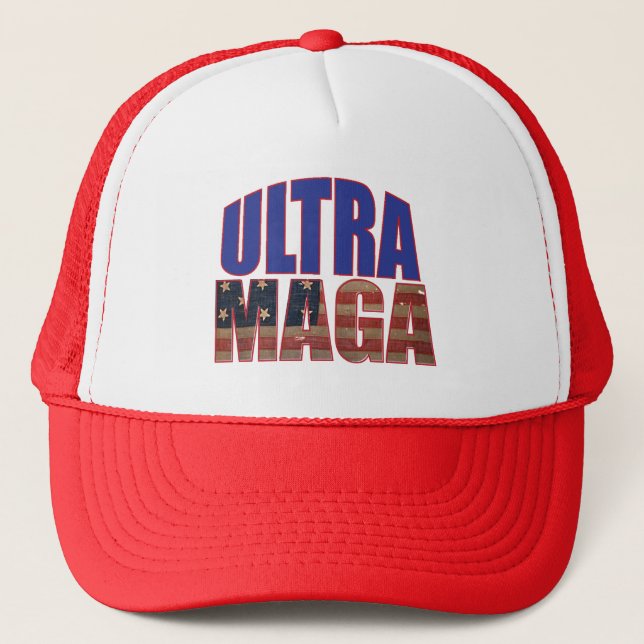 Ultra MAGA Trump Supporter 💡  Great Again USA  Trucker Hat (Front)