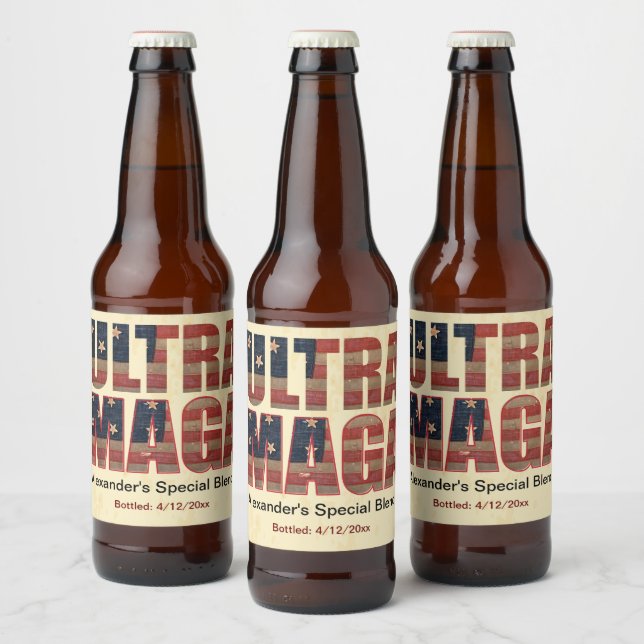Ultra MAGA Trump Supporter 🚗 Great USA  Beer Bottle Label (Bottles)