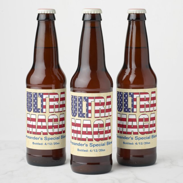 Ultra MAGA Trump Supporter 🚗 Great USA  Beer Bottle Label (Bottles)