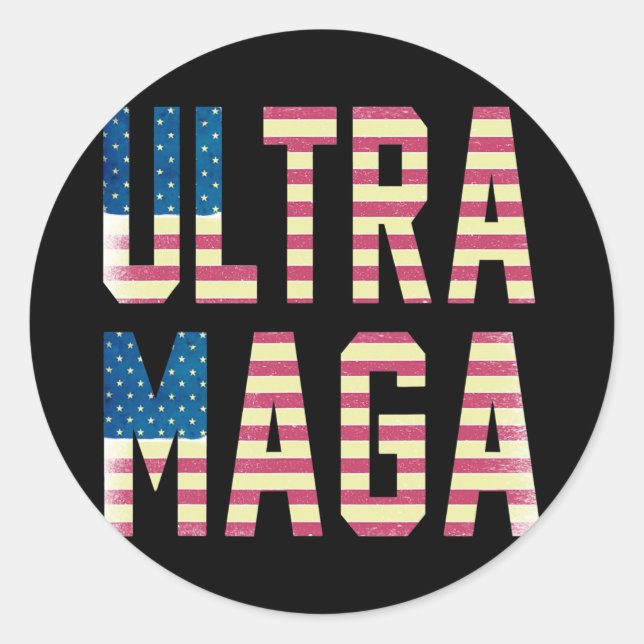 Ultra MAGA USA Flag Pro American Pro Freedom Classic Round Sticker (Front)