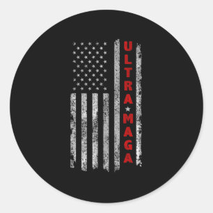 Ultra MAGA  Vintage American Flag Ultra MAGA   Classic Round Sticker