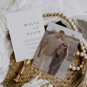 Ultra Minimal   Calligraphy Accent Photo Wedding Invitation