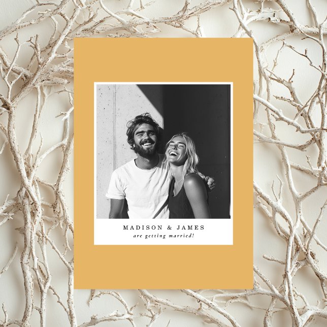 Ultra Minimal Casual Photo Golden Ochre Wedding Save The Date (Creator Uploaded)