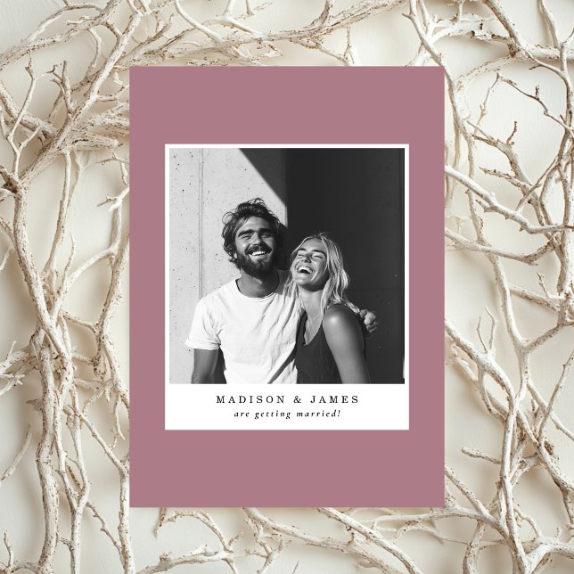 Ultra Minimal Casual Photo Muted Purple Wedding Save The Date (Creator Uploaded)