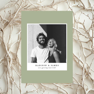 Ultra Minimal Casual Photo Sage Green Wedding Save The Date