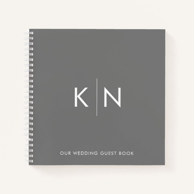 Ultra Minimal Monogram Wedding Guest Book (Front)