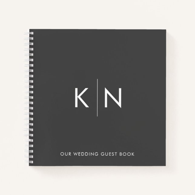 Ultra Minimal Monogram Wedding Guest Book (Front)