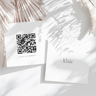 Ultra Minimal Name & QR Code Square Business Card