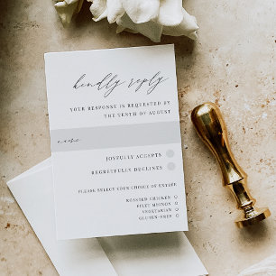 Ultra Minimal   Script Accent Wedding Meal Choice RSVP Card