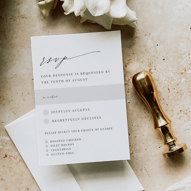Ultra Minimal | Script Accent Wedding Meal Choice RSVP Card (Creator Uploaded)