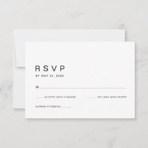 Ultra Minimalist Clean White Wedding RSVP Card