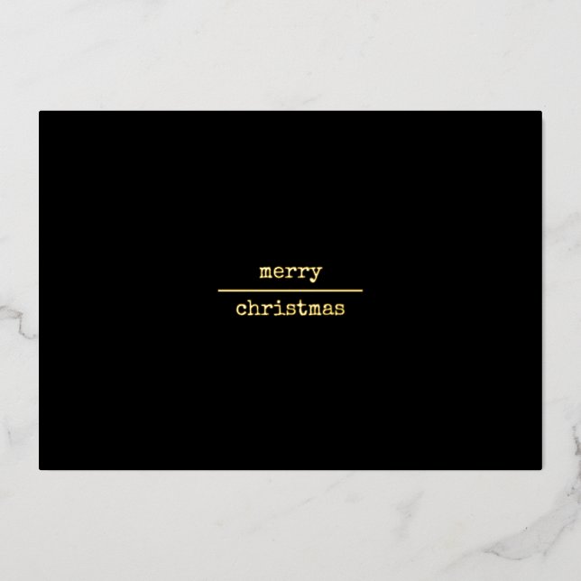 Ultra minimalist Modern Merry Christmas Foil Holiday Card (Front)