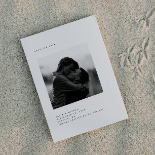 Ultra Minimalist Modern Photo Save The Date Thank You Card