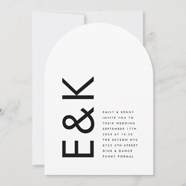 Ultra Modern Arch Monogram Wedding Invitation (Front)