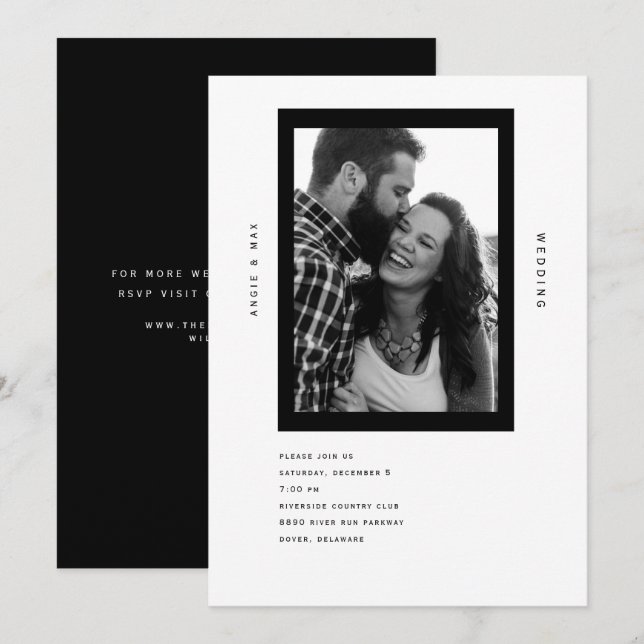 Ultra Modern B/W Photo Simple B/W Invitation (Front/Back)