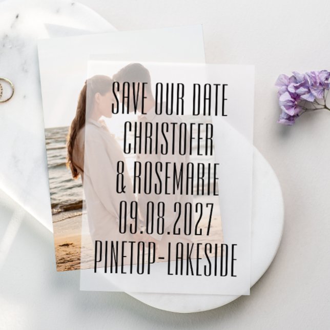 Ultra Modern Big Bold Details Save The Date Vellum Invitations (Creator Uploaded)