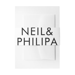 Ultra Modern Big BOLD NAMES Minimalist Wedding Invitation Belly Band