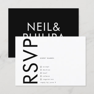 Ultra Modern Big Bold Names Minimalist Wedding RSVP Card