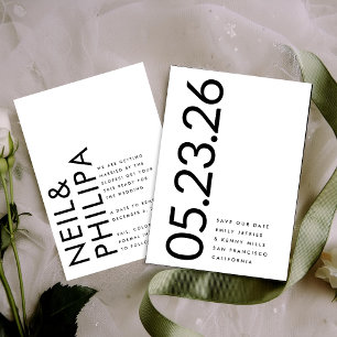 Ultra Modern Black & White Non-Photo Bold DATE Save The Date