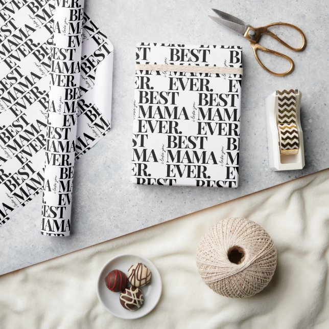 Ultra Modern Bold ‘Best Mama Ever’ Pattern Wrapping Paper (Crafts)