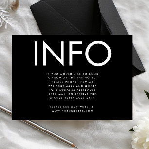 Ultra Modern Bold Big INFO Wedding Details Enclosure Card