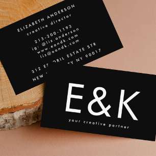 Ultra Modern Bold Big Monogram Black Business Card