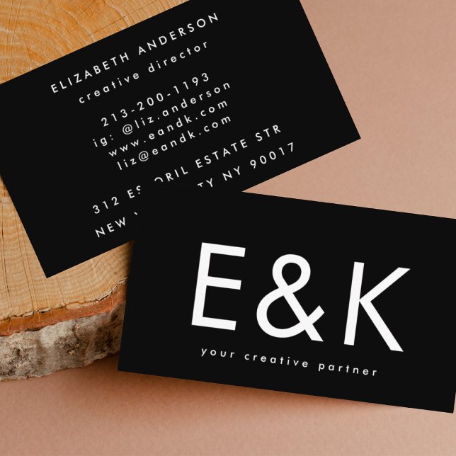 Ultra Modern Bold Big Monogram Black Business Card (Creator Uploaded)