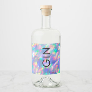 Ultra Modern Bold Big Monogram Iridescent Gin Liquor Bottle Label