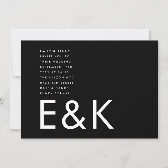 Ultra Modern Bold Big Monogram Minimalist Wedding Invitation (Front)