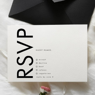 Ultra Modern Bold Big Monogram Minimalist Wedding RSVP Card