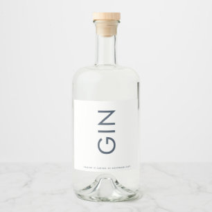Ultra Modern Bold Big Monogram Navy Blue Gin Liquor Bottle Label