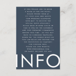 Ultra Modern Bold Big Monogram Navy Blue Wedding Enclosure Card