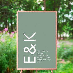 Ultra Modern Bold Big Monogram Sage Green Poster