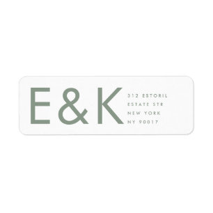 Ultra Modern Bold Big Monogram Sage Green Wedding