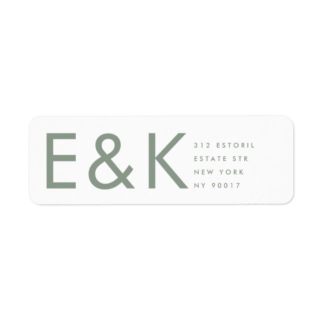 Ultra Modern Bold Big Monogram Sage Green Wedding (Front)