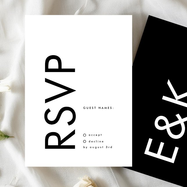 Ultra Modern Bold Big Monogram Simple Wedding RSVP Card (Creator Uploaded)