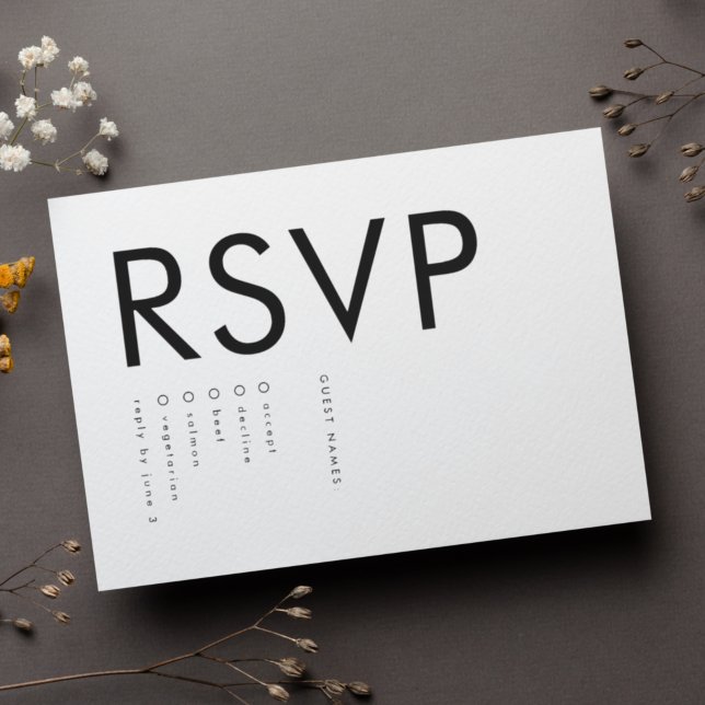 Ultra Modern Bold Big NAMES Simple Wedding RSVP Card (Creator Uploaded)