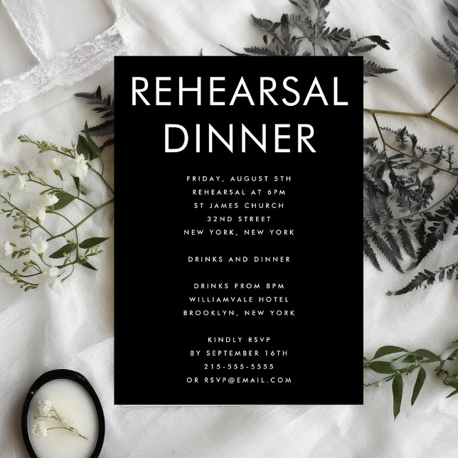 ULTRA MODERN BOLD BLACK WEDDING REHEARSAL DINNER INVITATION (Creator Uploaded)