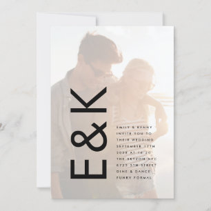 Ultra Modern Bold Monogram Photo Overlay Wedding Invitation