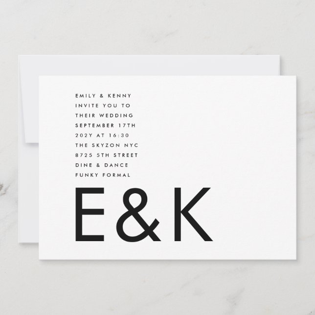 Ultra Modern BOLD Monogram Wedding Invitation (Front)