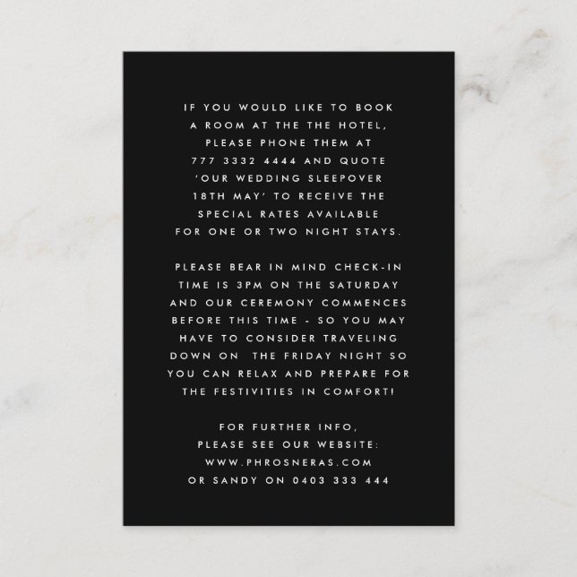 Ultra Modern Bold Names Big Simple Wedding Enclosure Card (Front)