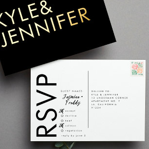 Ultra Modern Bold Names RSVP GOLD FOIL POSTCARD