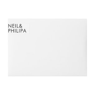 Ultra Modern BOLD NAMES Wedding Return Wrap Around Label