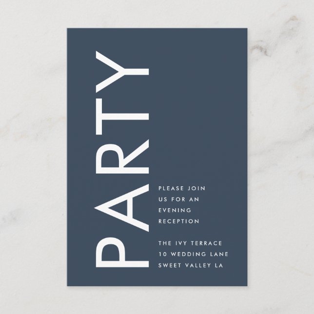 Ultra Modern Bold Navy Blue Monogram Wedding Enclosure Card (Front)